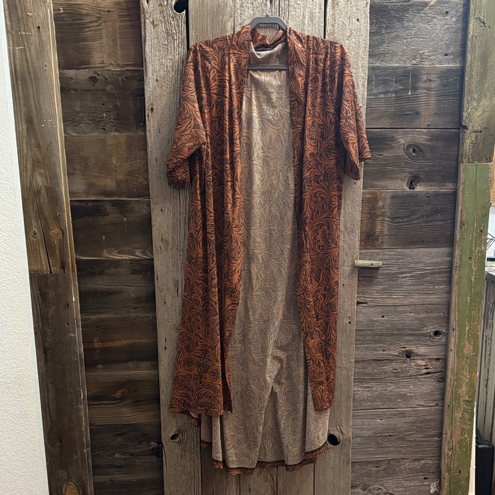 Crazy Train Brown And Tan Patterned Kimono - image 2